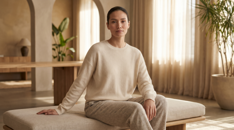 A minimal editorial still-life in muted sage-green and warm earth tones