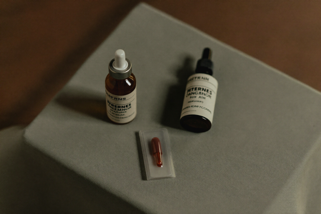 Three unbranded TRT containers representing injections, gels, and pellets side by side