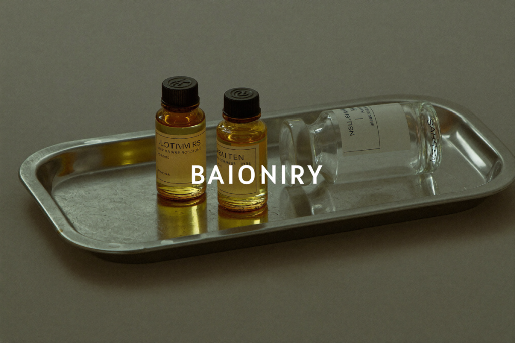 Amber vials and a glass ampoule on a stainless steel pharmacy tray, illustrating pharmacy compounding under the 503A rules